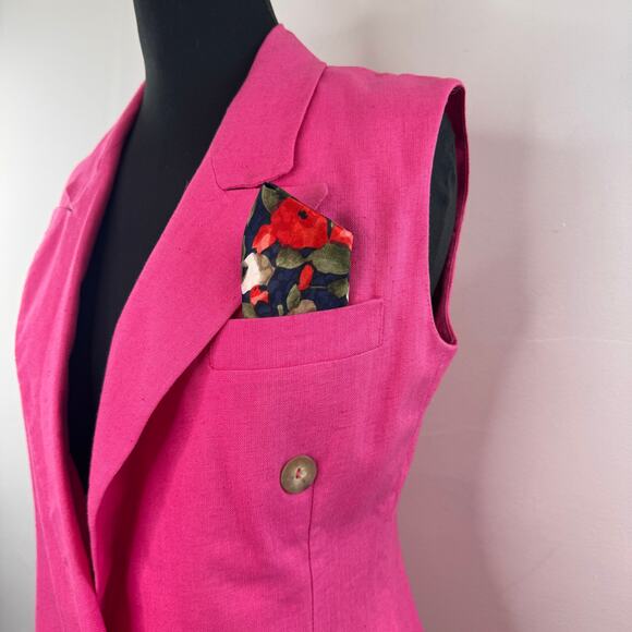VTG The Limited Collection Pink Vest Blazer Linen Single Breasted Sz XS X-Small - Picture 3 of 8
